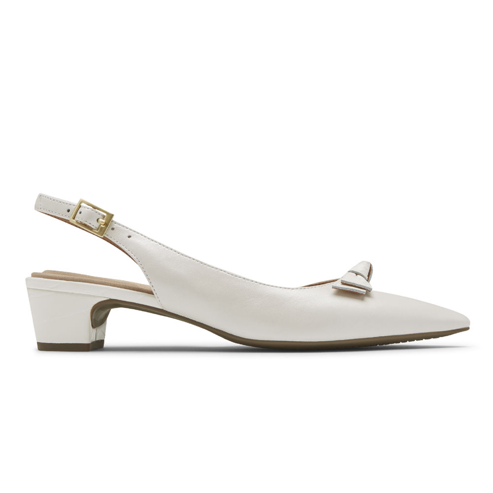 Rockport Womens Total Motion Gracie Bow Slingback - Heels White - JAK563809